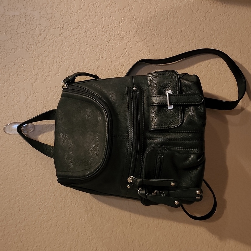 Wilson's Leather Black/Leopard Backpack purse. Like new. FREE FAST SHIP